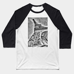 Eiffel Tower Black & White Baseball T-Shirt